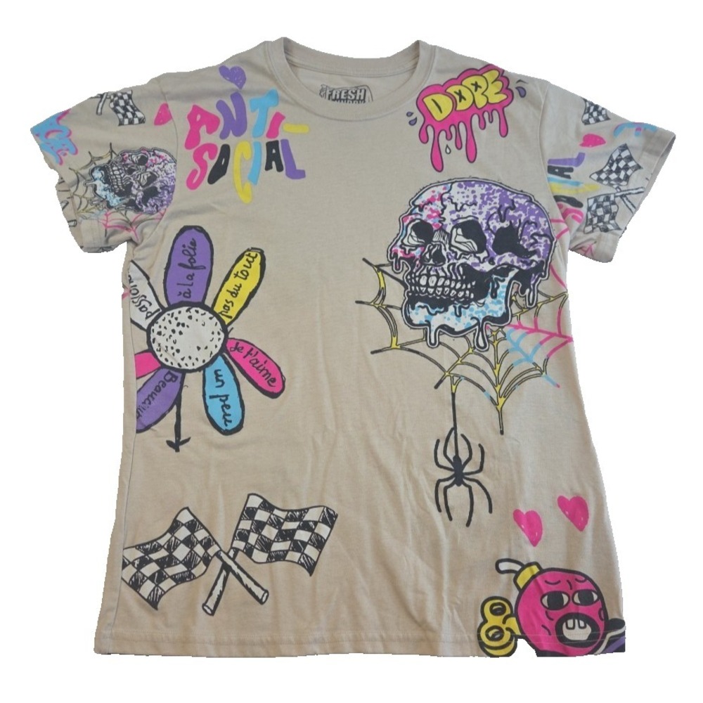 Fresh Laundry Gray Anti-Social Dope Urban Streetwear T-Shirt Size M
